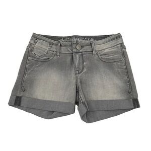 Express Gray Cuffed Hem Embellished Jean Shorts Size 2 Women's